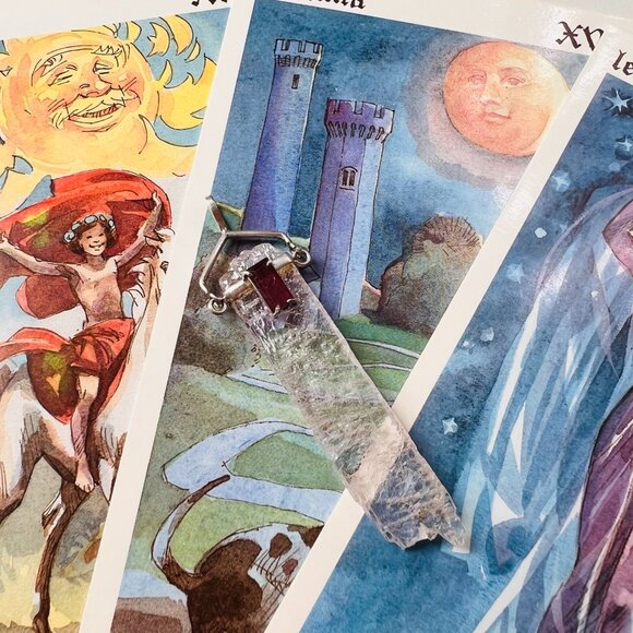 Mystical Quartz Pendant in Sterling Silver and Tourmaline Gemstone - Picture 2 of 8